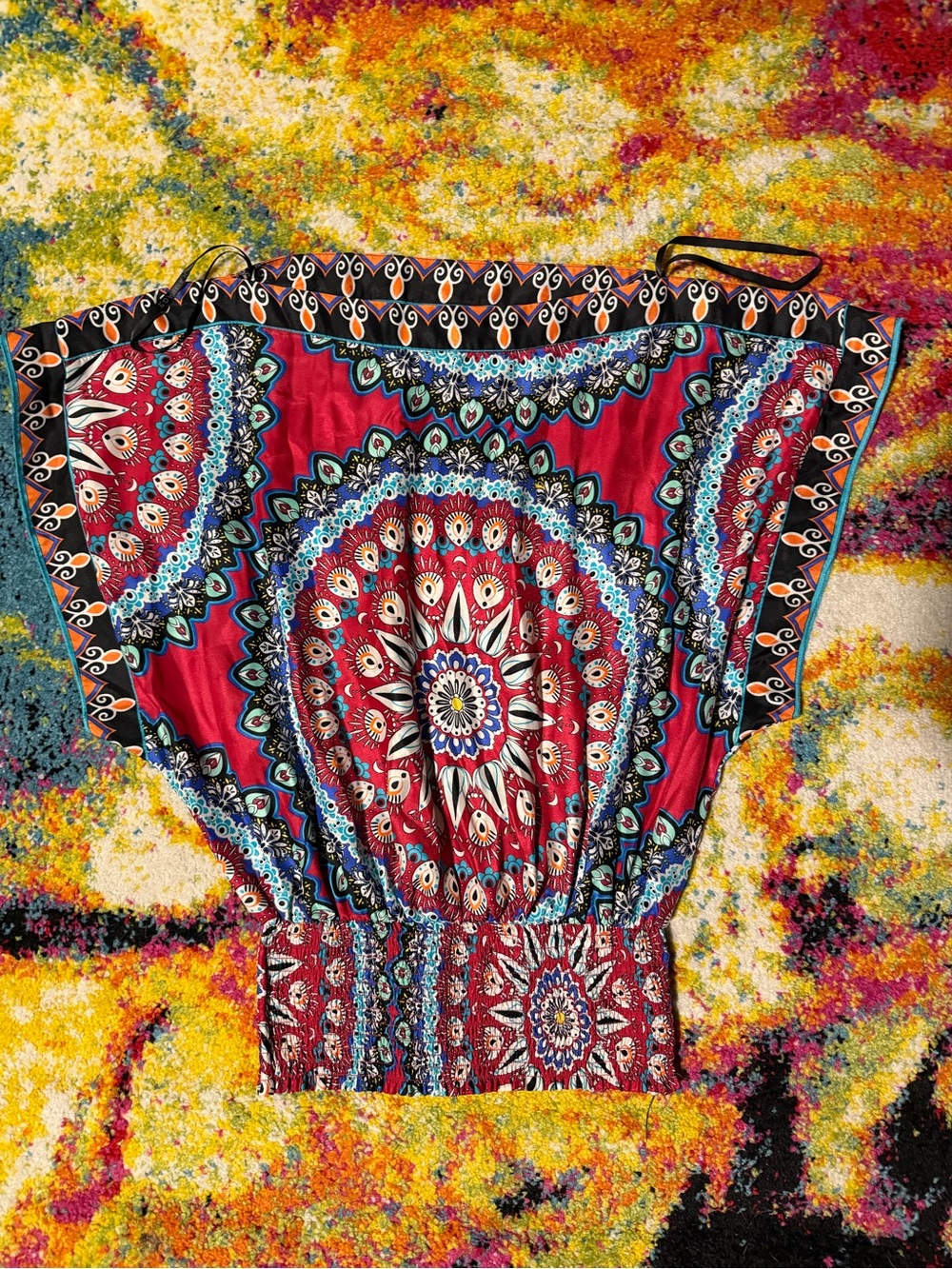 Rampage silk Red Mandala Print Women's Top